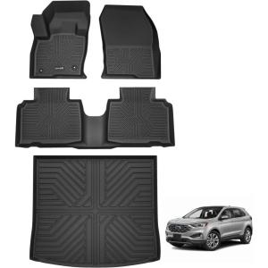 imageFloor Mats for Ford F150 20152025  F150 Lightning 20222025 SuperCrew Custom Fit TPE All Weather Floor Liners 1st ampamp 2nd Row F150 Car AccessoriesFor Ford Edge  20152024  1st  2nd Row  Cargo Liner