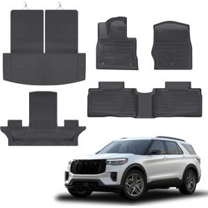 imageFloor Mats for Ford F150 20152025  F150 Lightning 20222025 SuperCrew Custom Fit TPE All Weather Floor Liners 1st ampamp 2nd Row F150 Car AccessoriesFor Ford Explorer  20202025  Full Set