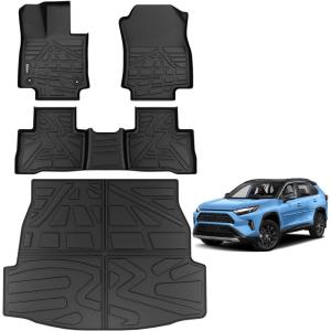 imageFloor Mats for Toyota Tacoma 20052015 Double Cab Only Fit Automatic Custom Fit AllWeather TPE Floor Liners Front ampamp 2nd Row Mat for Tacoma Car AccessoriesFor Toyota RAV4  20192025  Floor Mats  Cargo Liner