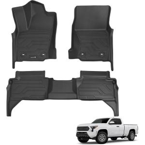 imageFloor Mats for Toyota Tacoma 20052015 Double Cab Only Fit Automatic Custom Fit AllWeather TPE Floor Liners Front ampamp 2nd Row Mat for Tacoma Car AccessoriesFor Toyota Tacoma Double Cab  20242026  1st  2nd Row