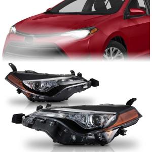 imageHeadlights Assembly Fit for 20172019 Corolla L CE LE LCE XLE Halogen Headlamp wLED DRL Driver and Passenger Side Replacement TO2502249 TO2503249