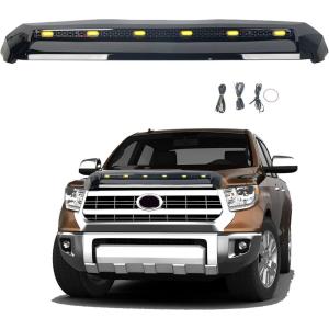 imageHood Scoop with Small Light Front Upper Grille Hood Bulge Molding Compatible with 20142021 Toyota Tundra Replacement for 761800C030 TO1231102 Gloss Black with Small Lights
