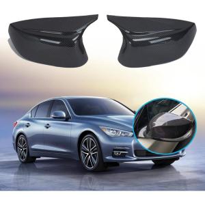 imageRear View Side Mirror Cover Caps Compatible with 20142022 Infiniti Q50 Q60 Q70 Left and Right Black Carbon fiber