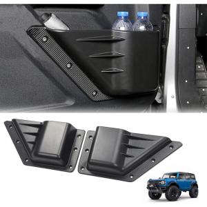 imageFront Door Storage Pocket Organizer Box Compatible with Ford Bronco 4 Door and 2 Door Cup Holder Pocket Door Side Insert Organizer Black 2PCS