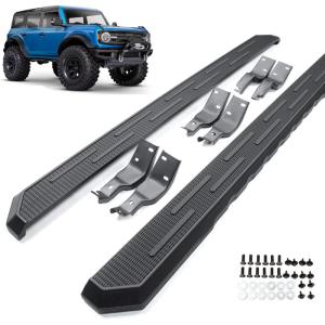 imageRunning Boards Side Steps Plates Nerf Bar Compatible with 2021 2022 2023 Ford Bronco 4 Door Black Off Road Accessories