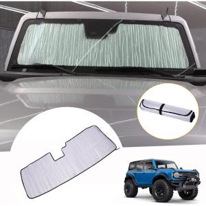 imageWindshield Sun Shade Compatible with 2020 2021 2022 Ford Bronco Accessories 24 Door Sunshade Sun Visor Sun Insulated Protection