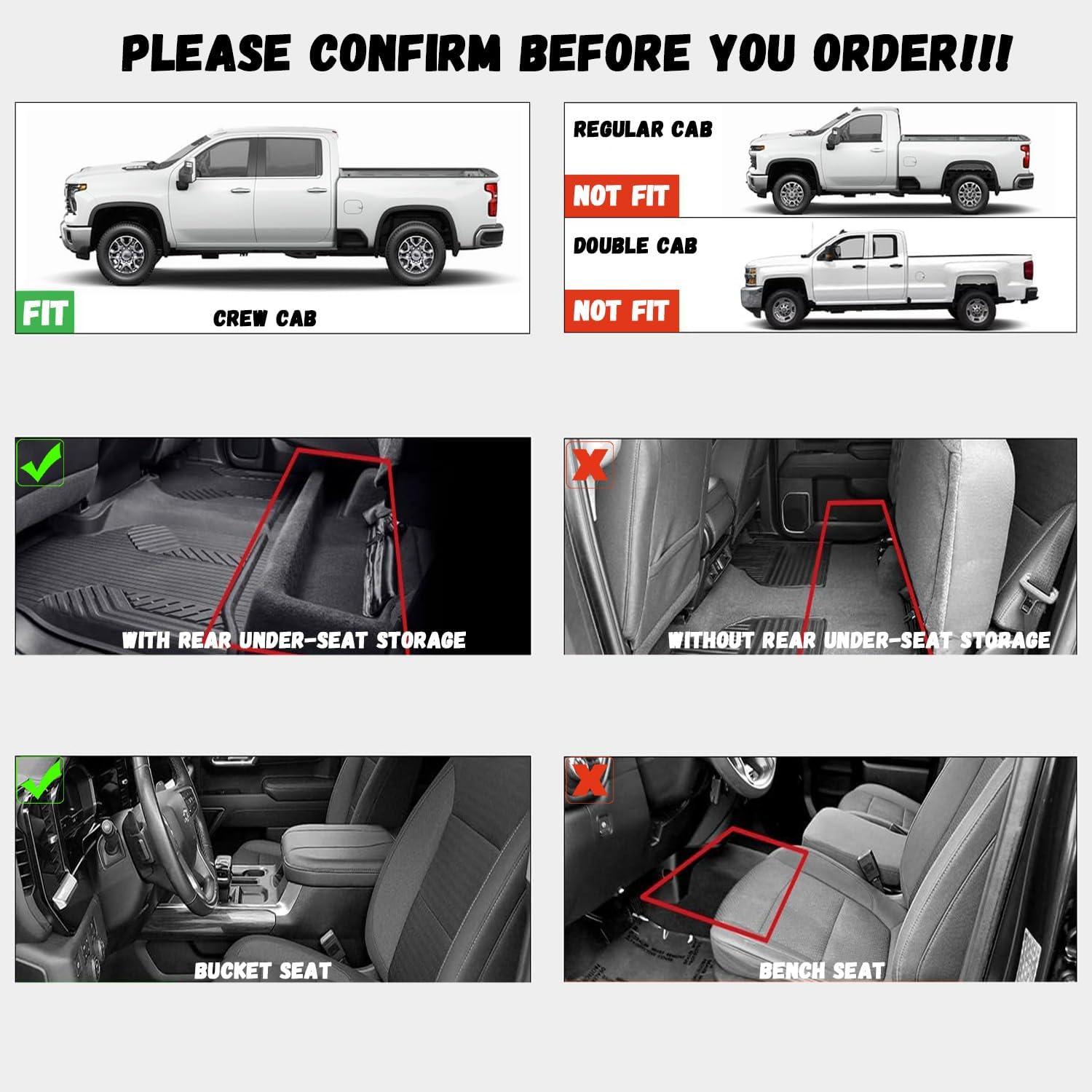 imageFloor Mats for Chevy ColoradoGMC Canyon 2023 2024 2025 2026 Crew Cab All Weather TPE Protection Floor Liners Accessories 1st ampamp 2nd RowFor GMC Sierra  Chevy Silverado  20192025  1st  2nd Row